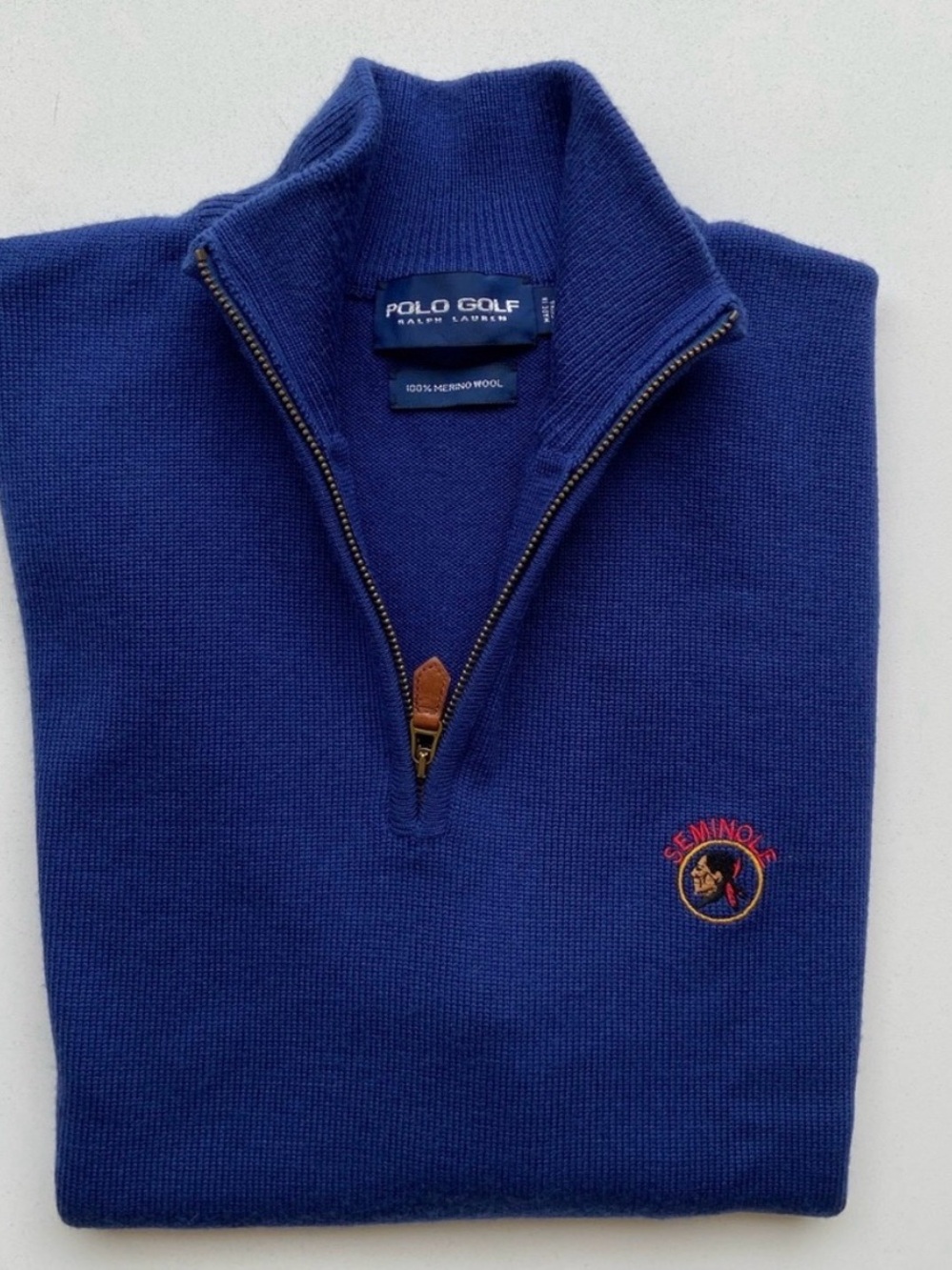 Seminole Golf Club Men's Blue Merino Wool Half-Zip Sweater Vest